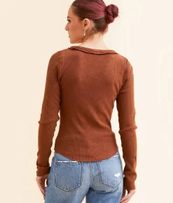 Tops | Gilded Intent Lace-Up Top Cinnamon