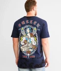 Graphic T-Shirts | Sullen Lady Luck T-Shirt Navy Black Crystal Wash