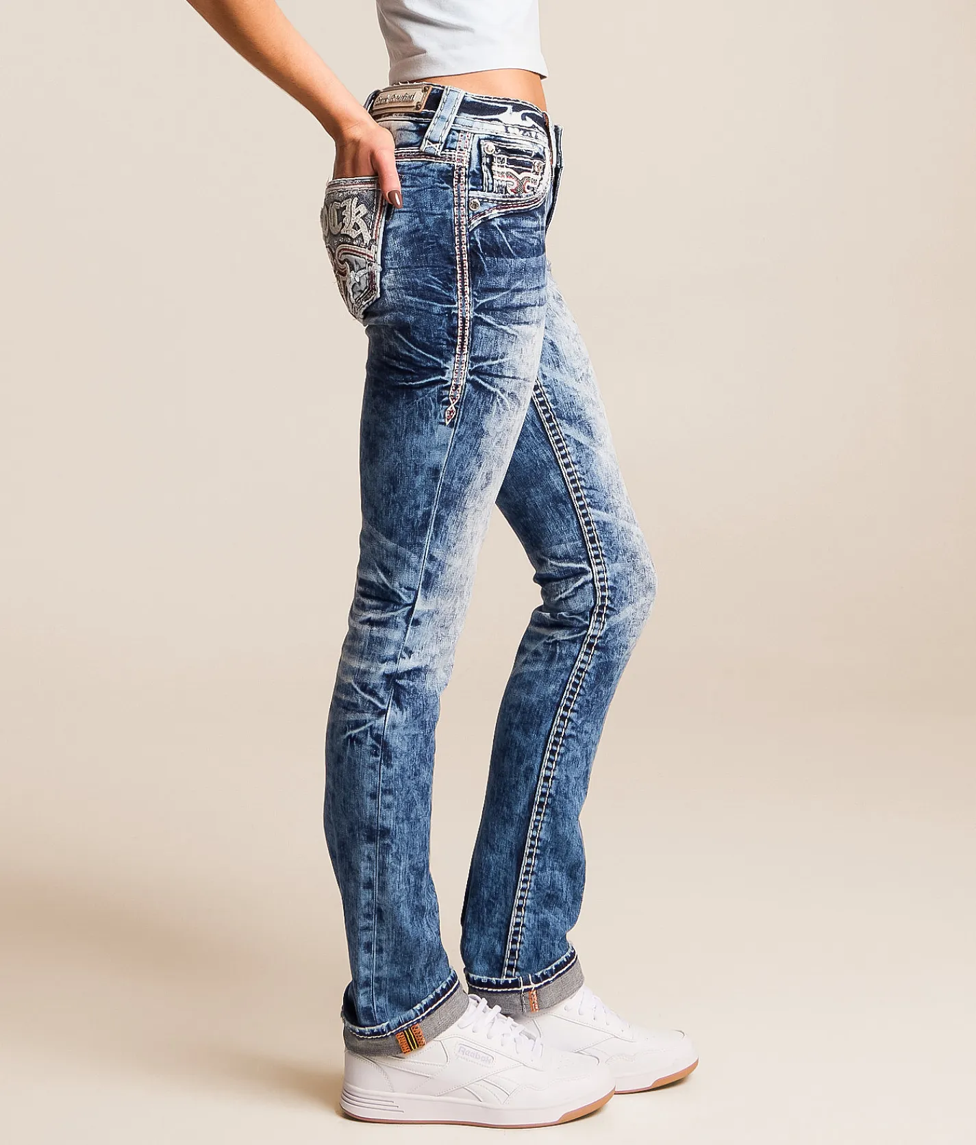 Rock Revival Lainna Mid-Rise Straight Stretch Jean Lainna MJ204 Outlet