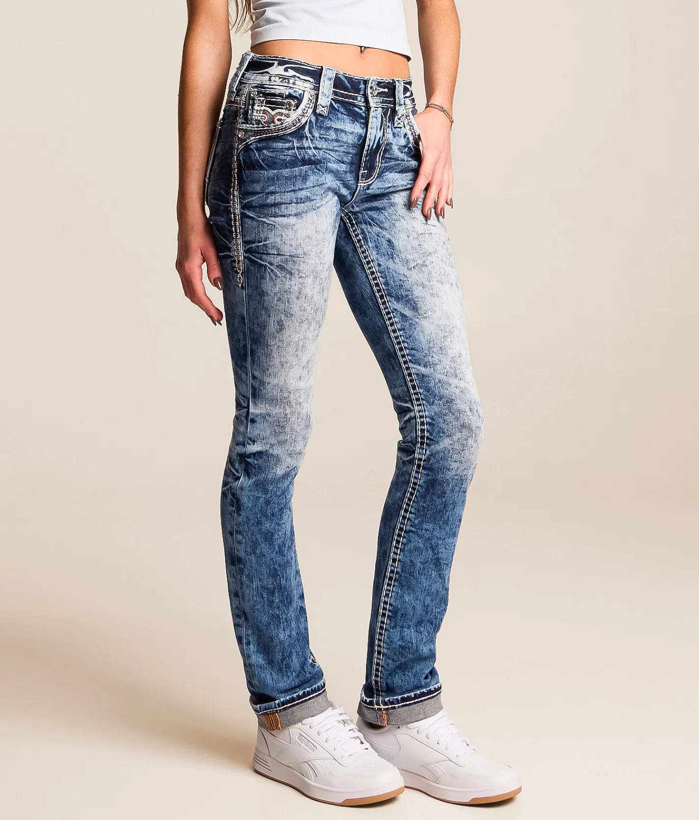 Rock Revival Lainna Mid-Rise Straight Stretch Jean Lainna MJ204 Outlet