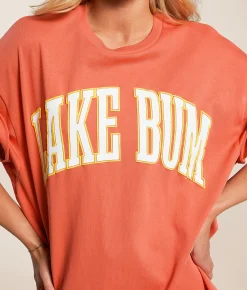 Tops | Modish Rebel Lake Bum Oversized T-Shirt Spiced Coral