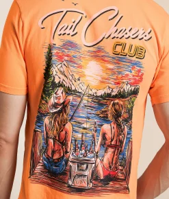 Tail Chasers Club Lake Girls T-Shirt Mock Orange Hot