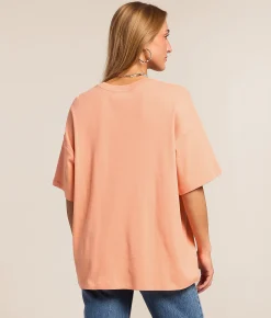 Tops | Modish Rebel Lake Life Oversized T-Shirt Peach Pink