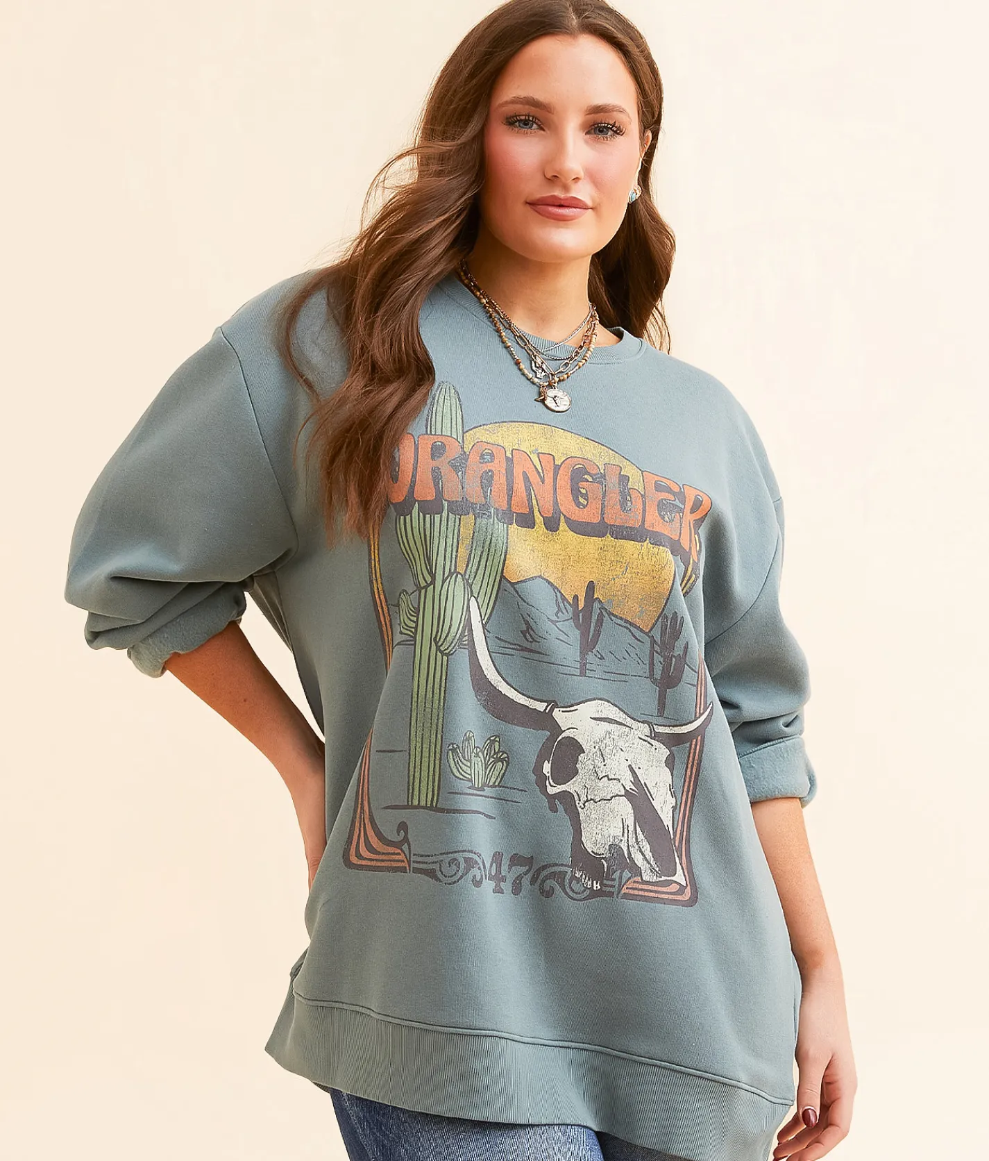 Wrangler® Landscape Oversized Pullover Goblin Blue Best
