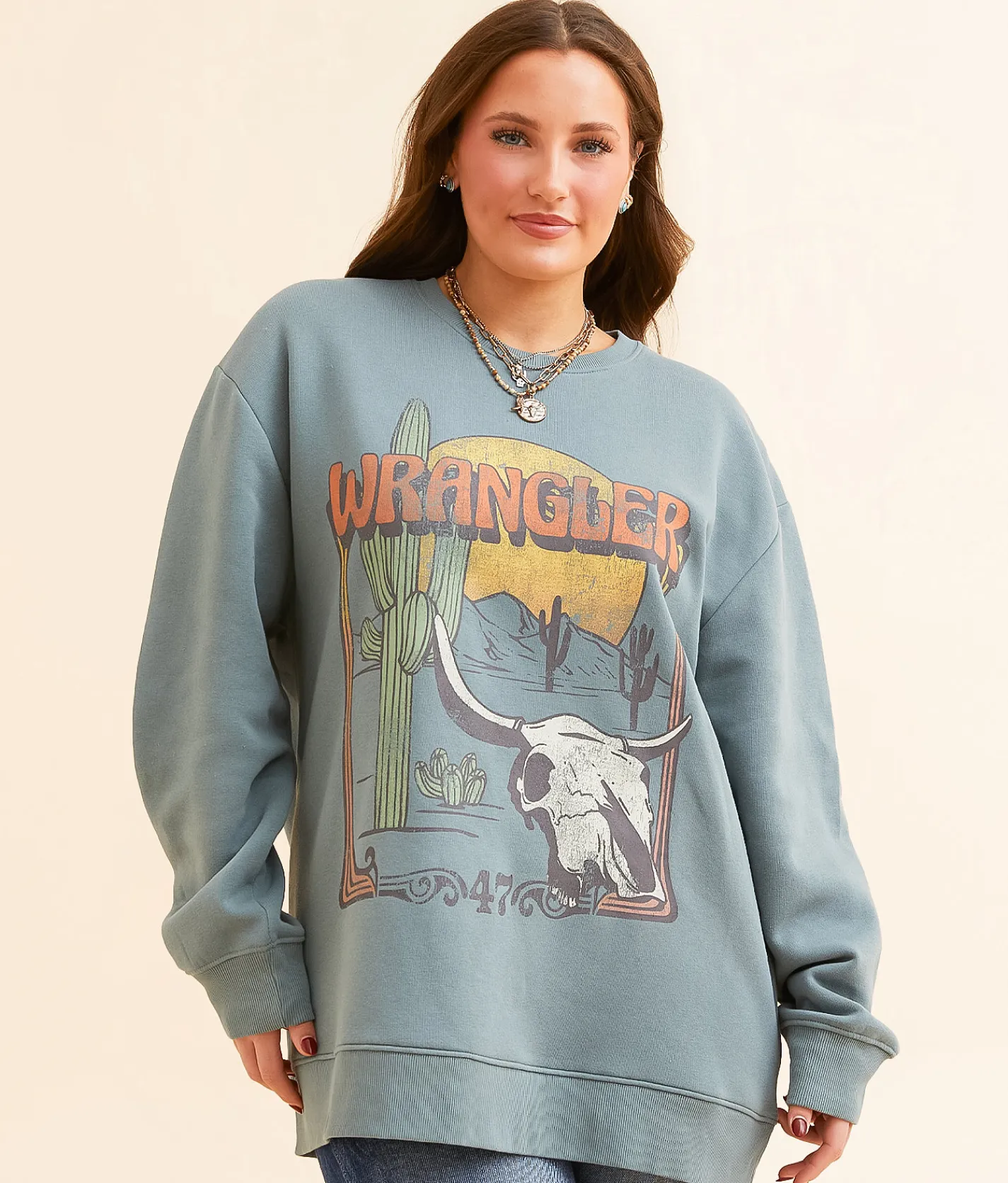 Wrangler® Landscape Oversized Pullover Goblin Blue Best