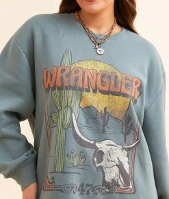 Wrangler® Landscape Oversized Pullover Goblin Blue Best