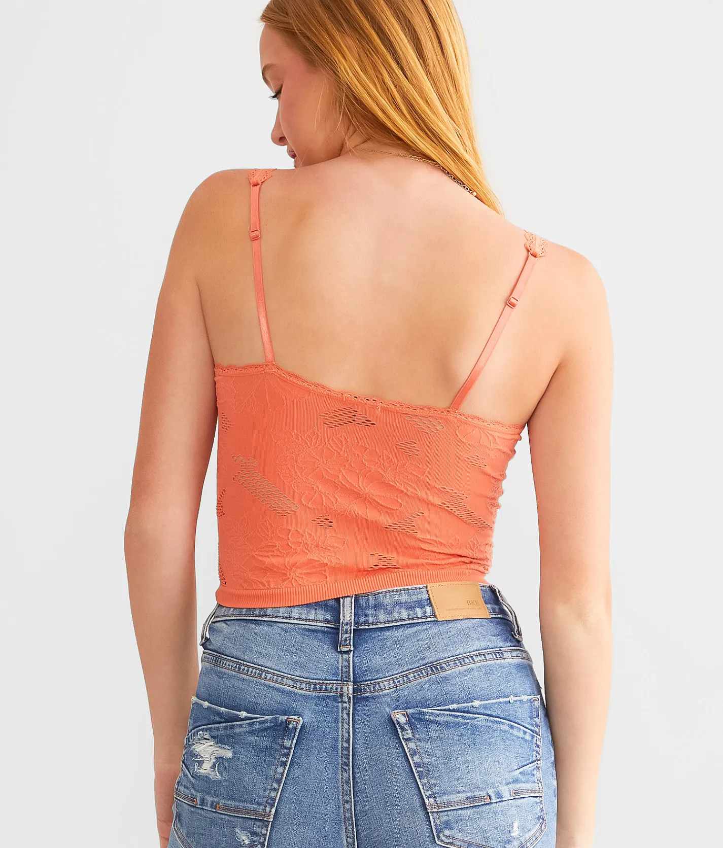 Tops | BKEssentials Laser-Cut Stretch Brami Coral