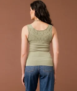 Tops | Gimmicks Laser Cut Two Way Tank Top Cream