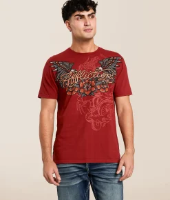 Tops|Graphic T-Shirts | Affliction Last Smoke T-Shirt Syrah