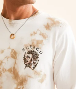 Graphic T-Shirts | Sullen Laugh Now T-Shirt Tan White Crystal Wash