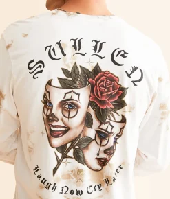 Graphic T-Shirts | Sullen Laugh Now T-Shirt Tan White Crystal Wash