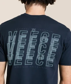 Veece Layered Columns T-Shirt Collegiate Blue New