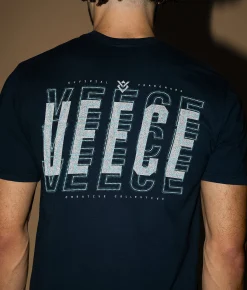 Veece Layered Columns T-Shirt Collegiate Blue New