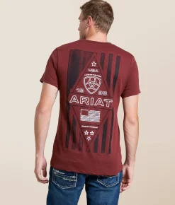 Ariat Layered Patriot Stamp T-Shirt Crimson Black Heather Sale