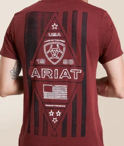 Ariat Layered Patriot Stamp T-Shirt Crimson Black Heather Sale