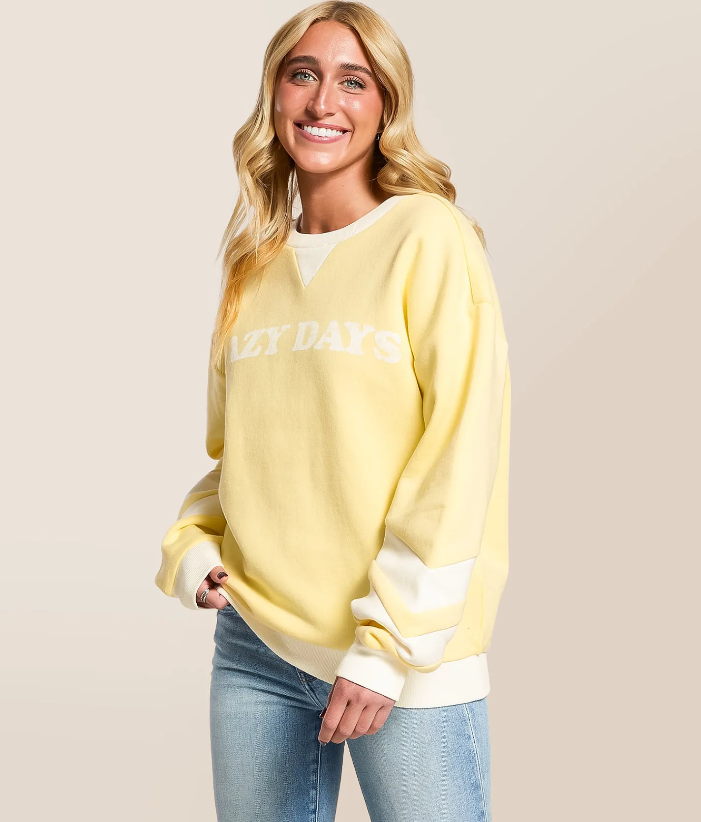 Modish Rebel Lazy Days Oversized Pullover Yellow Clearance