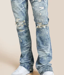 Smoke Rise® Lazy Stacked Flare Stretch Jean Taylor Blue Outlet