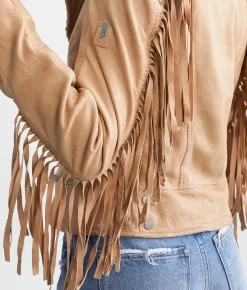 Mauritius Leather Fringe Jacket Cognac Outlet