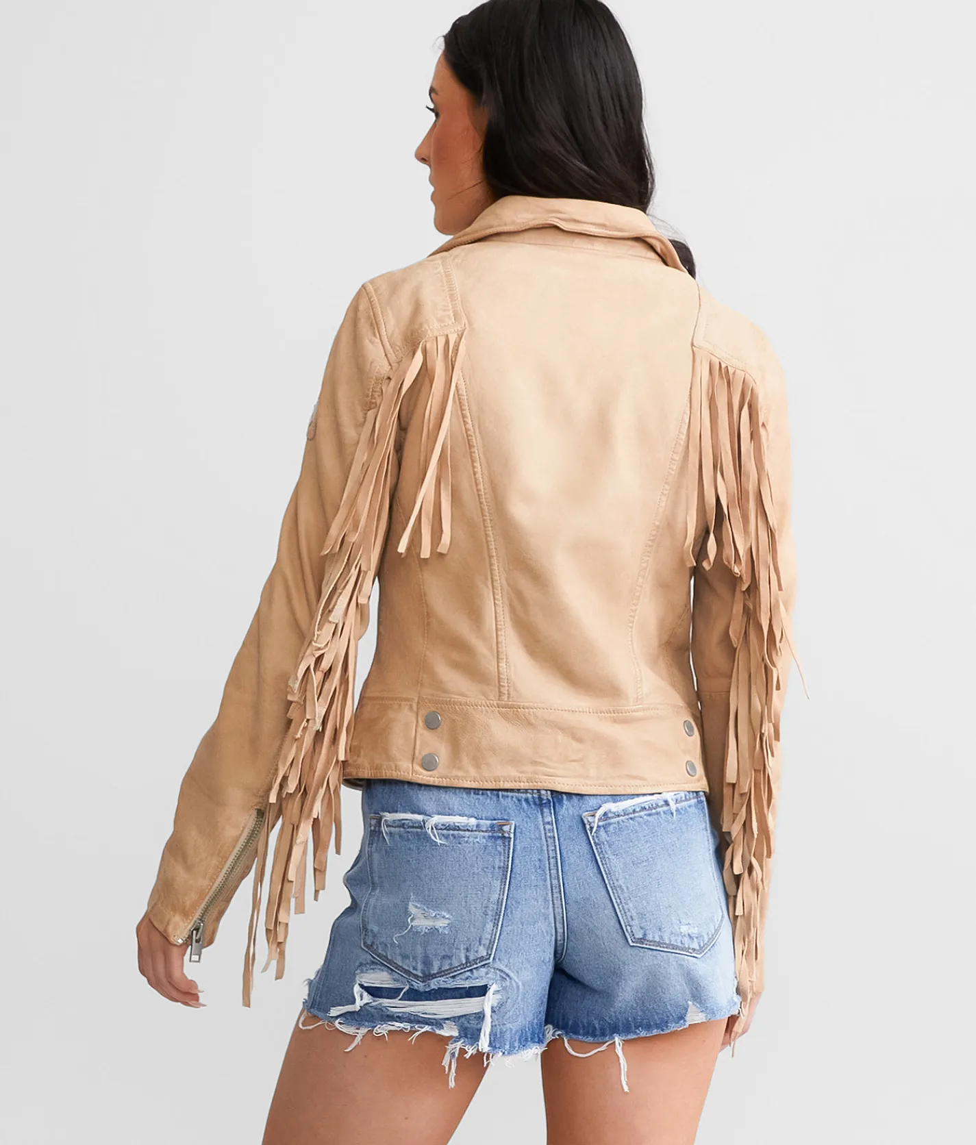Mauritius Leather Fringe Jacket Cognac Outlet