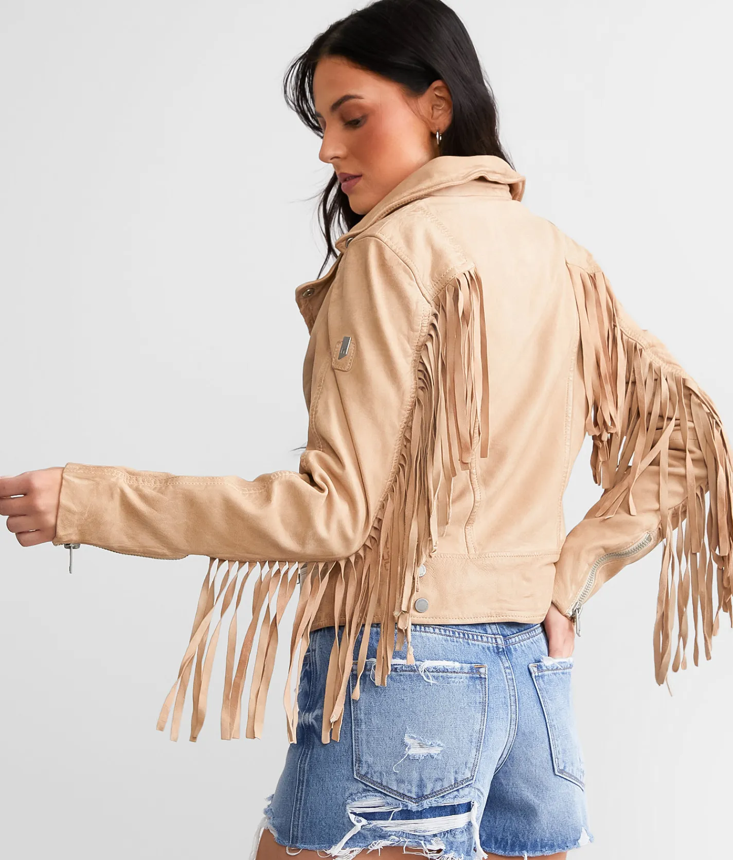 Mauritius Leather Fringe Jacket Cognac Outlet