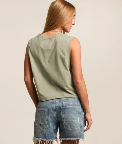 Tops | Life Clothing Led Zeppelin Cropped Band Tank Top Sage Green