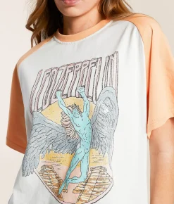 Tops | Life Clothing Led Zeppelin Oversized Band T-Shirt Cream