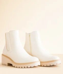 Mia Leilana Chelsea Lug Ankle Boot Bone