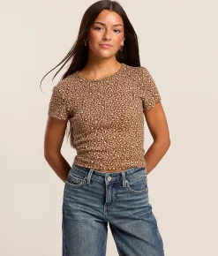 Tops | FITZ + EDDI Cropped T-Shirt Leopard