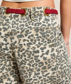 BiBi Leopard Print Barrel Pant Leopard Red Outlet