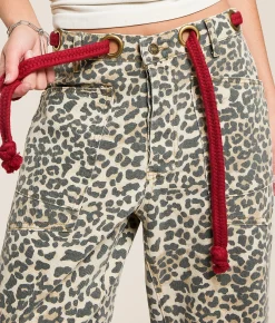 BiBi Leopard Print Barrel Pant Leopard Red Outlet