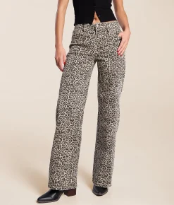 Miss Me Leopard Print High Rise Wide Leg Stretch Jean Beige Leopard Outlet