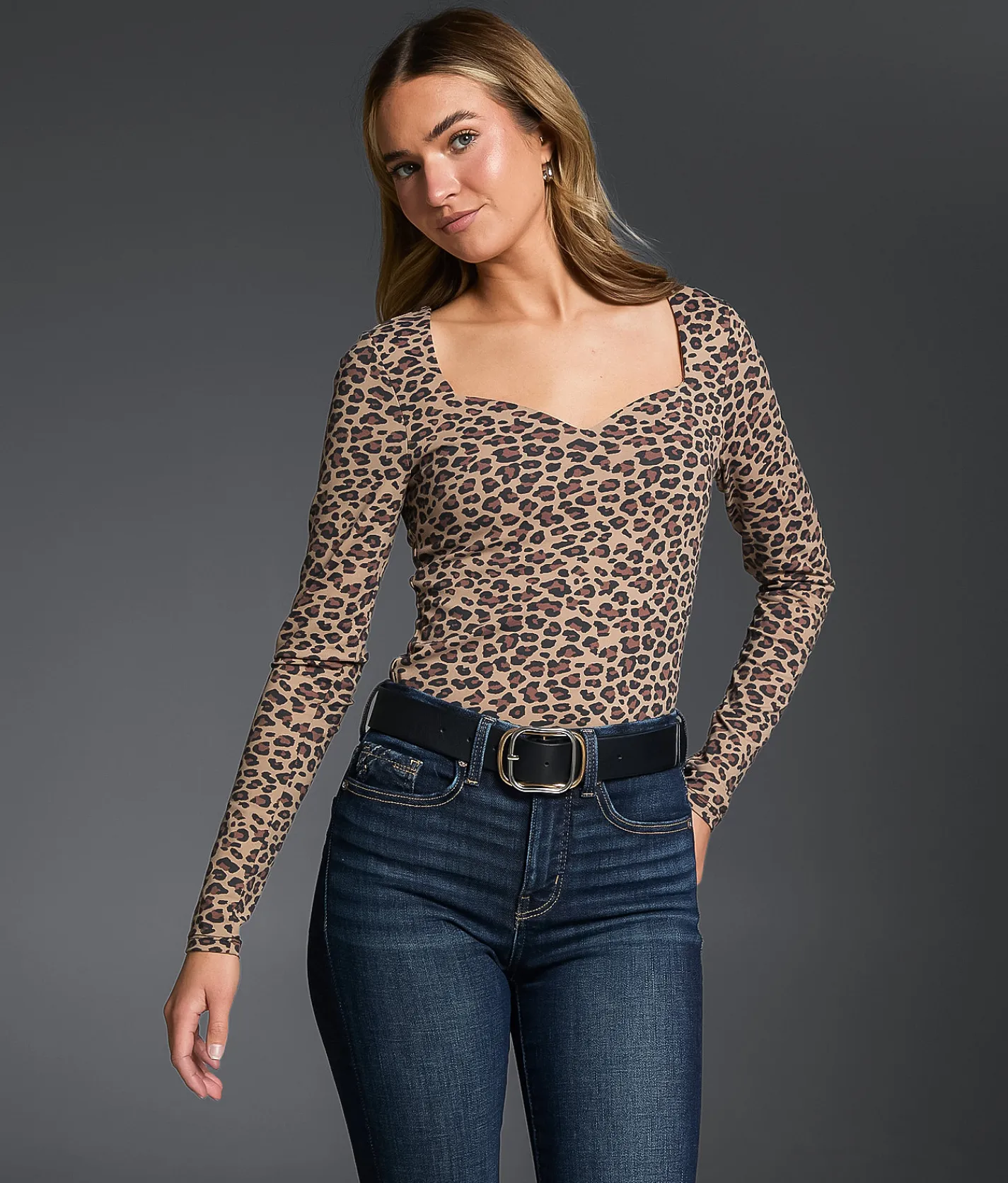 Tops | Buckle Black Print Shaping & Smoothing Top Leopard
