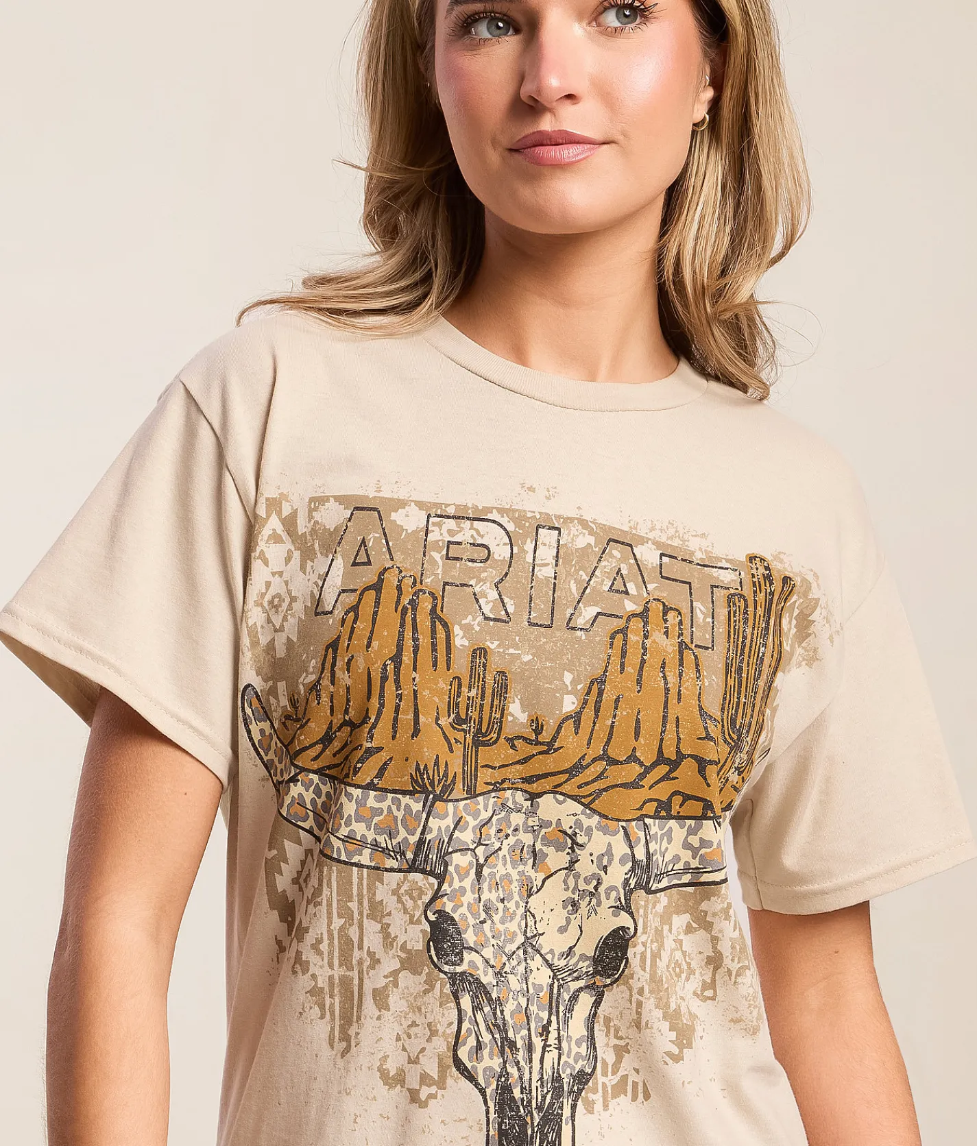 Ariat Leopard Skull T-Shirt Tan Hot