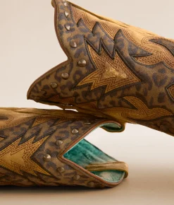 Shoes | Corral Leopard Western Leather Studded Boot Straw Brown