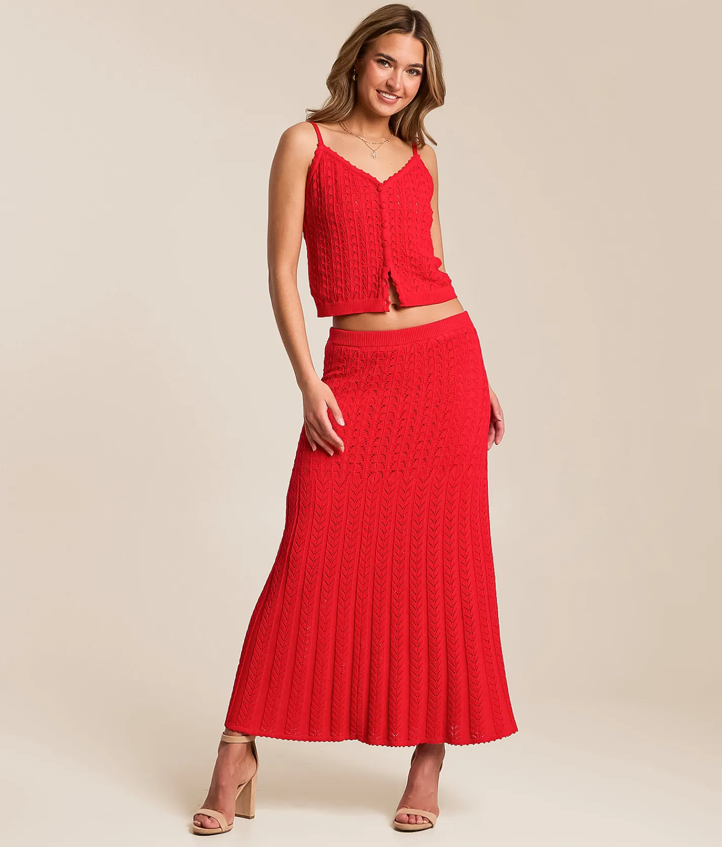 Z Supply Lexa Cropped Sweater Tank Top Kiss Me Red New