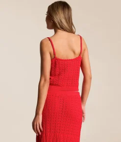 Z Supply Lexa Cropped Sweater Tank Top Kiss Me Red New