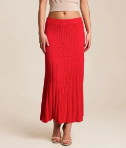 Bottoms | Z Supply Lexa Midi Sweater Skirt Kiss Me Red