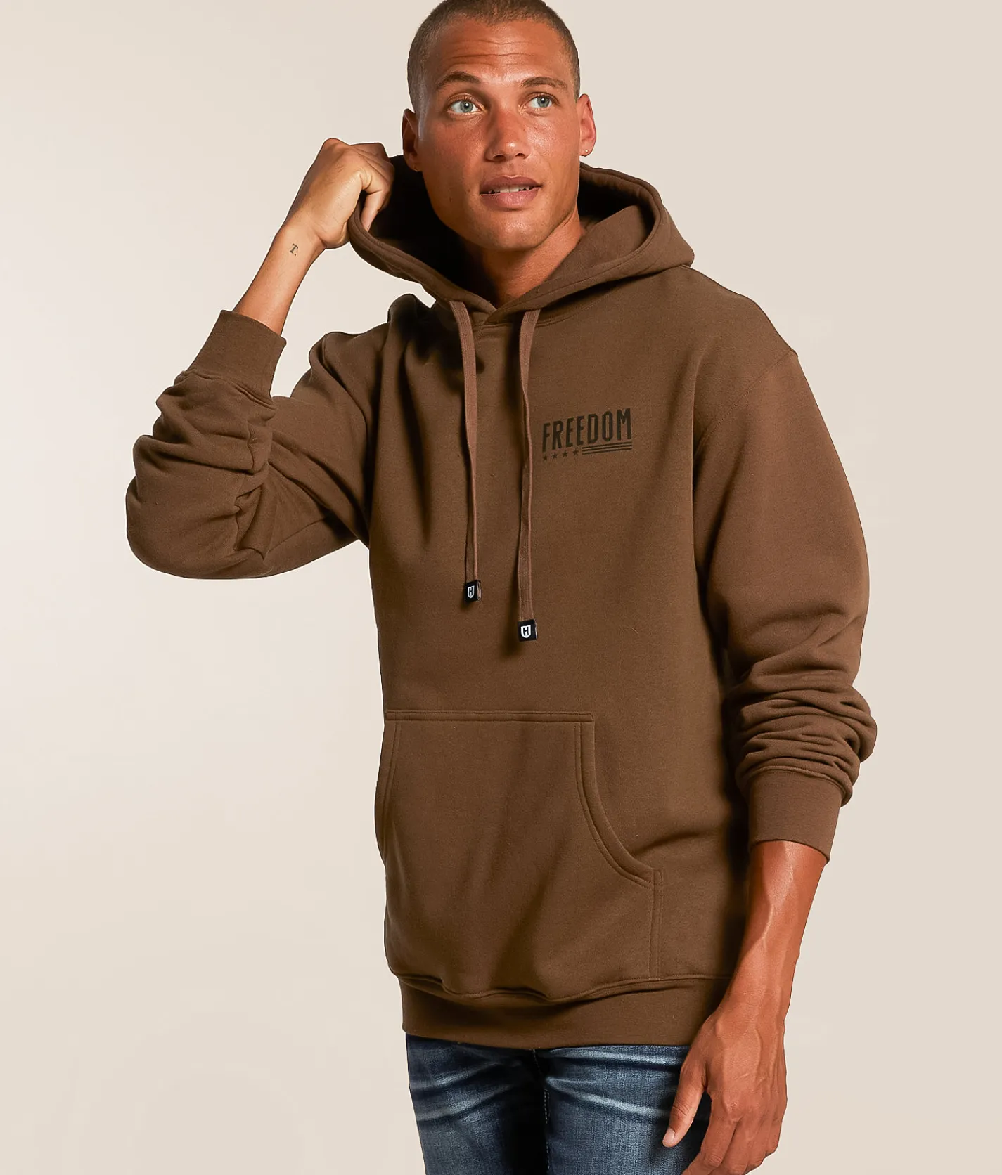 Howitzer Liberty Skull Hooded Sweatshirt Teak Clearance