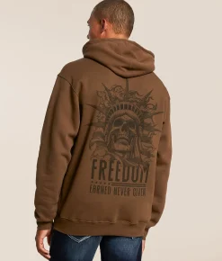 Howitzer Liberty Skull Hooded Sweatshirt Teak Clearance