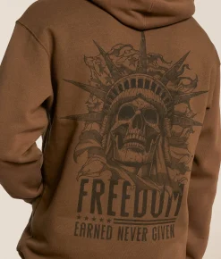 Howitzer Liberty Skull Hooded Sweatshirt Teak Clearance