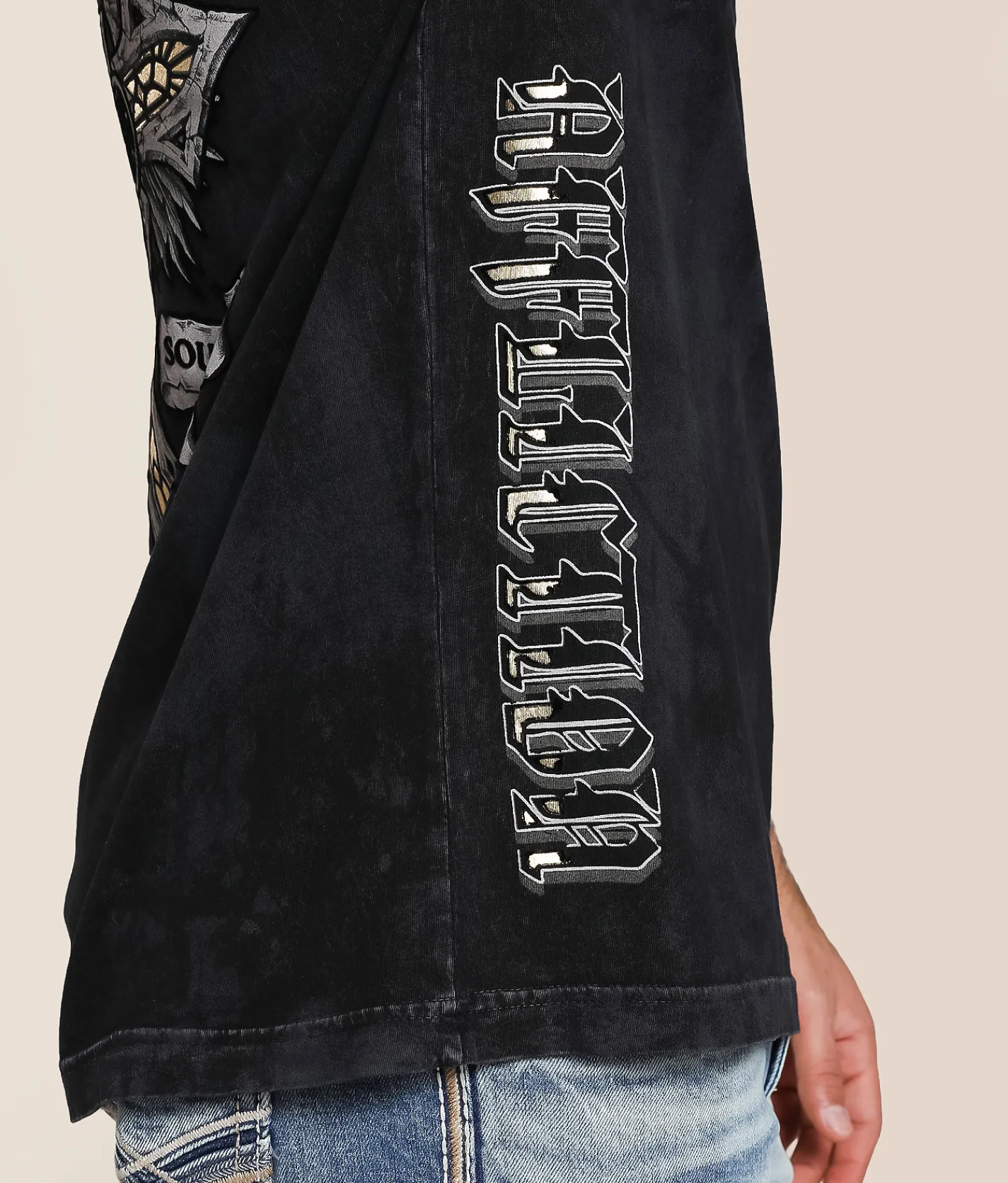 Tops|Graphic T-Shirts | Affliction Lifeline T-Shirt Black Lava Wash