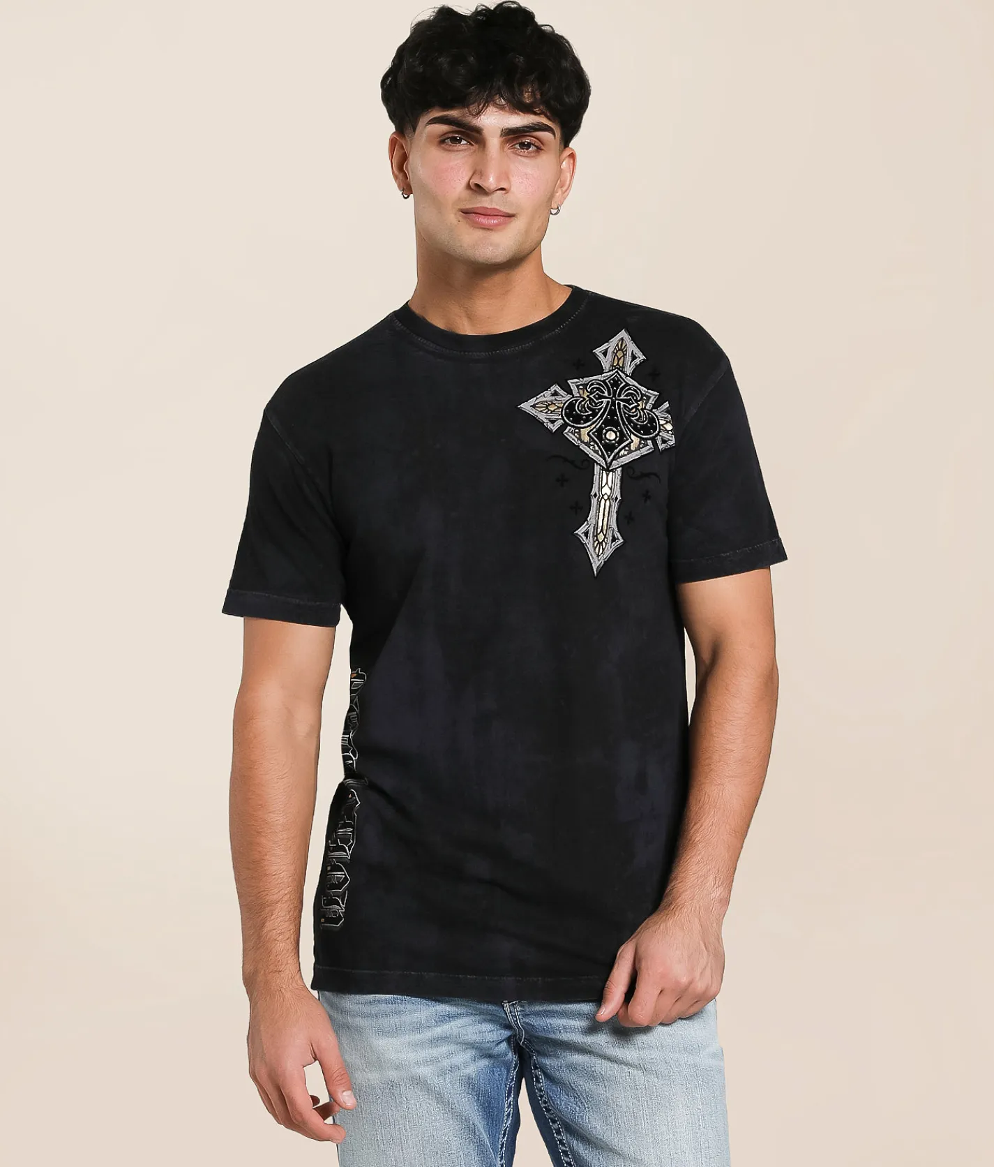 Tops|Graphic T-Shirts | Affliction Lifeline T-Shirt Black Lava Wash