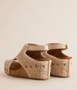 Very G Lilly Laser-Cut Wedge Sandal Cream