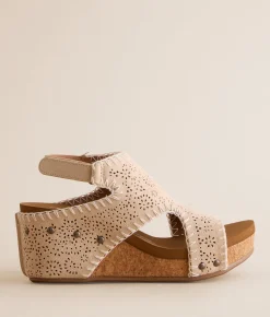Very G Lilly Laser-Cut Wedge Sandal Cream