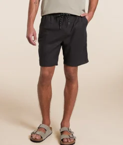 Bottoms | Departwest Linen Blend Stretch Short Raven