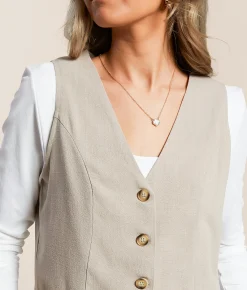 Willow & Root Linen Blend Vest Taupe New
