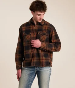 Tops | Affliction Live Fast Flannel Shirt Black Brown