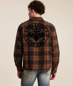 Tops | Affliction Live Fast Flannel Shirt Black Brown