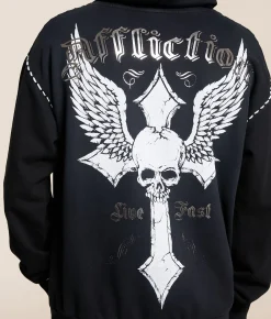 Affliction Live Fast Hooded Sweatshirt Black Online