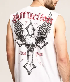 Tops | Affliction Live Fast Muscle Tank Top White